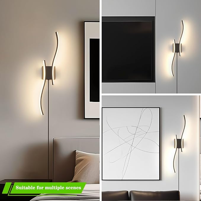 Daunton Modern Plug in Wall Sconce Set of 2, 3CCT Adjustable & Memory Function