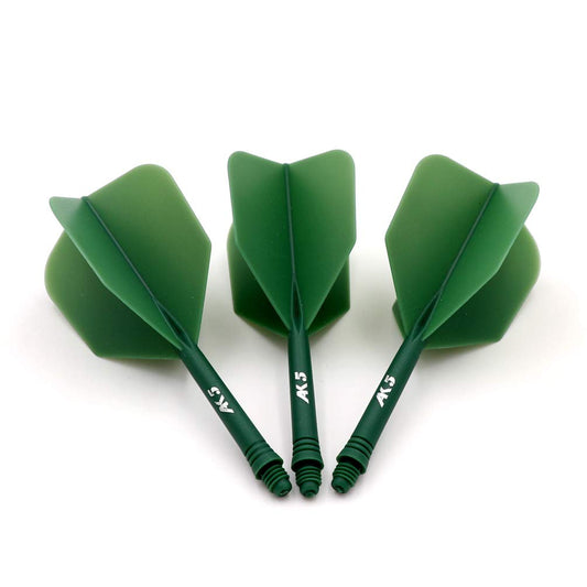 CUESOUL Integrated Dart Shaft and Flights Set of 3, 28mm Standard Shape, All Green, Model CSAK-53YS, Crystal Material