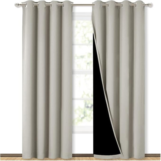 NICETOWN 100% Blackout Window 84in Curtain Panels, Cold and Light Blocking