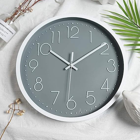 JUSTUP 12in Non-Ticking Wall Clock, Silent Battery Operated Wall Clock
