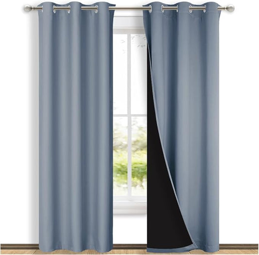 NICETOWN Blackout Curtains 84 inches Long, 2 Pieces, Vintage Blue, Full Light