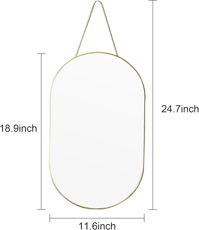 Oval Wall Mirror with Lanyard, High Definition Bathroom Mirror