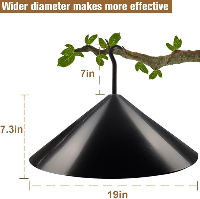 Garbuildman Squirrel Baffle for Bird Feeder Pole, Outside Hanging Mount Bird House Guard for Outdoor Shepherd’s Hook,19 Inch Diameter, 1 Pack