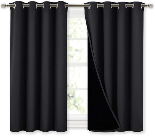 NICETOWN 100% Blackout Curtains 45 inches Length, 2 Thick Layers Completely