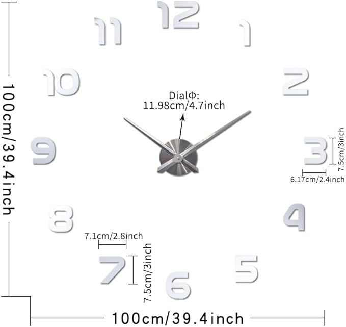 Extra Large Digital Wall Clock Decorative Battery Operated, Minimalist
