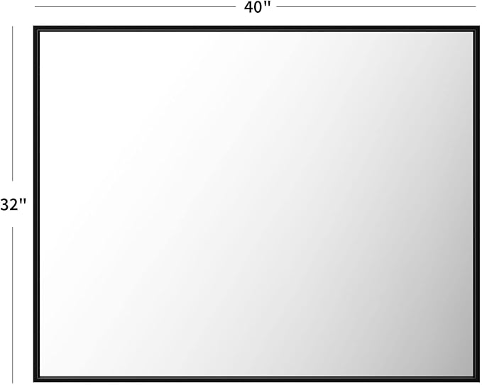 LOAAO 40"X32" Black Rectangle Bathroom Mirror Wall, Matte Black Aluminum Alloy