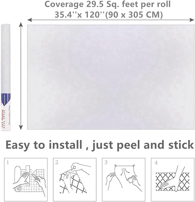 Arthome 35.4''x120'' White Contact Paper, Self-Adhesive Wallpaper Waterproof