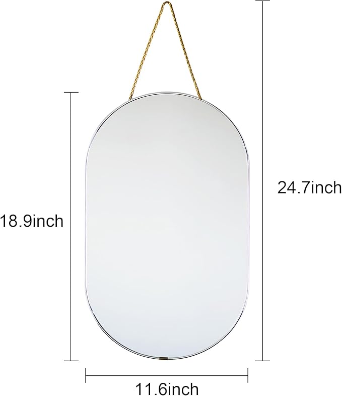 Oval Mirror with Lanyard, High Definition Bathroom Mirror