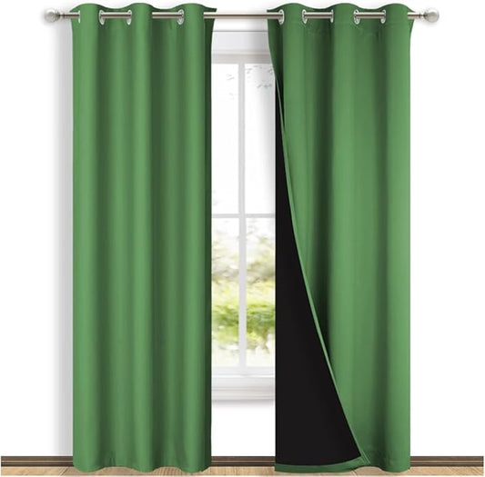 NICETOWN Blackout Curtains 84 inches Long, 2 Pieces, Forest Green, Full Light