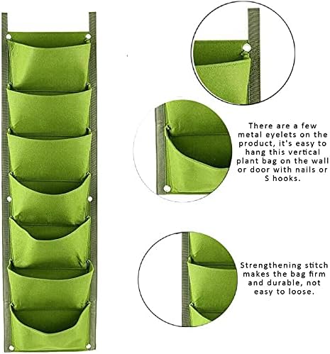 LITLANDSTAR Hanging Planter Bags, 2 Pack 7 Pocket Hanging Vertical Wall Planter