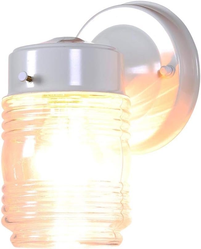 Design House Jelly Jar 1-Light Outdoor Wall Lantern, Wet Rated Exterior Porch