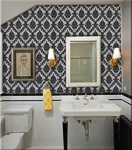 17.7" x118" Peel and Stick Wallpaper Black Wall Paper