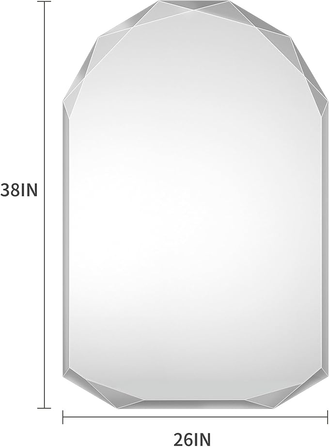 Suidia Bathroom Mirror, Frameless Bathroom Mirror