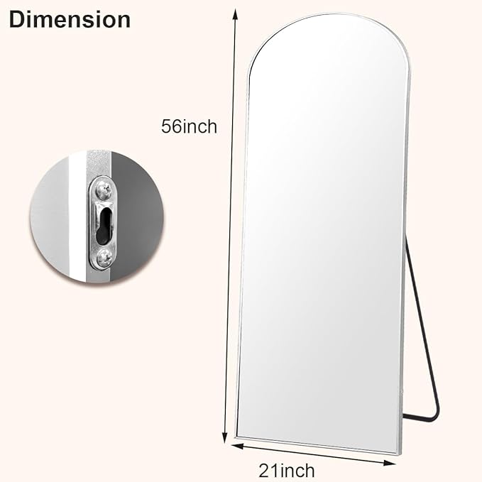 HARRITPURE 56"x21" Arched Full Length Mirror Free Standing Floor Mirrors