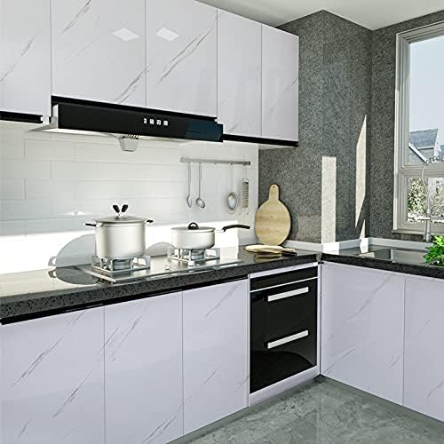 Glossy Marble Paper Granite Gray/White Wallpaper Peel and Stick Wallpaper Self