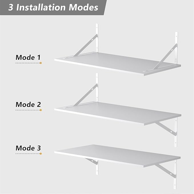 Deep Floating Shelves for Wall Set of 3, 24W x 12 Inch Deep White Floating