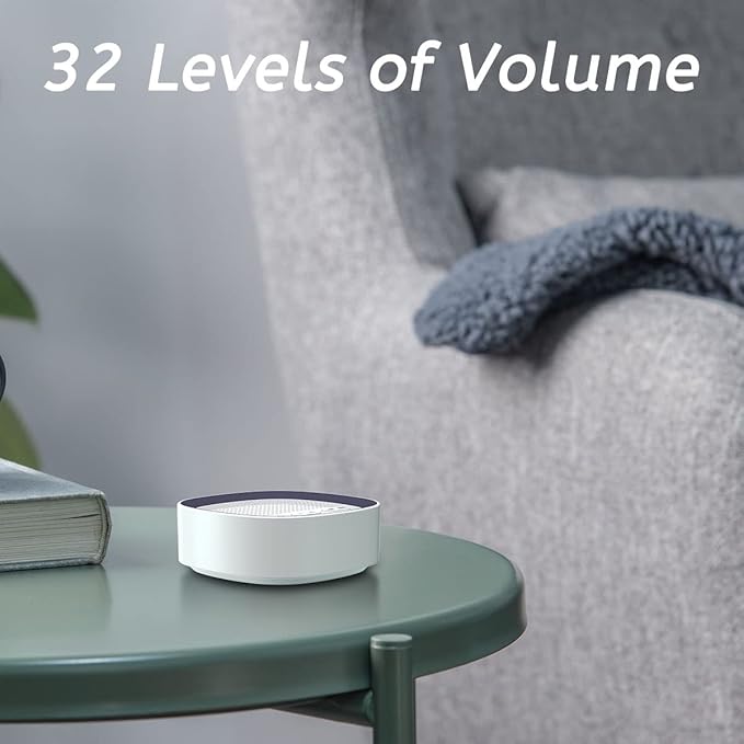 iEasy Sleep White Noise Sound Machines with 30 Soothing Sounds 3.5 mm Headphone Jack 5 Timer Settings 32 Precise Volume Memory Function Compact Design Ideal Gift