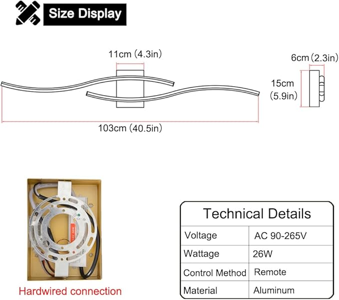 Modern Wall Sconces Set of 2, Dimmable LED