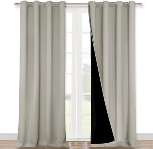 NICETOWN Natural 100% Blackout Curtains