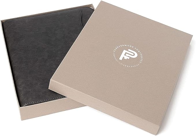 Forevermore Portfolios Portfolio Organizer - 3 Ring Binder with Notepad - 1.5 Inch Rings - Zippered Storage Pockets for Papers, Travel Documents, Presentation Folder, Cards, Passport, Tickets - Black