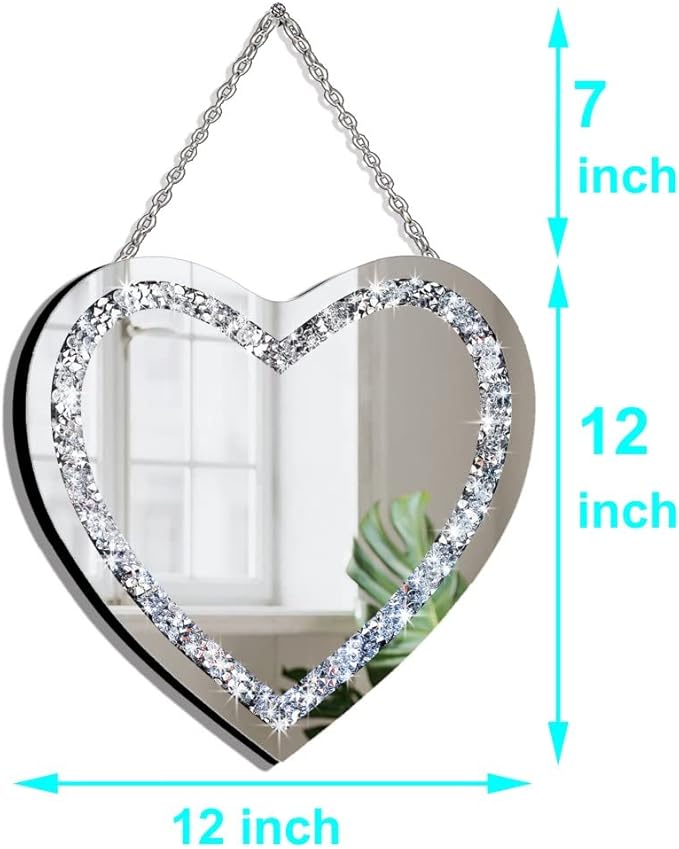 DMDFIRST Crystal Crush Diamond Heart Shaped Silver Mirror