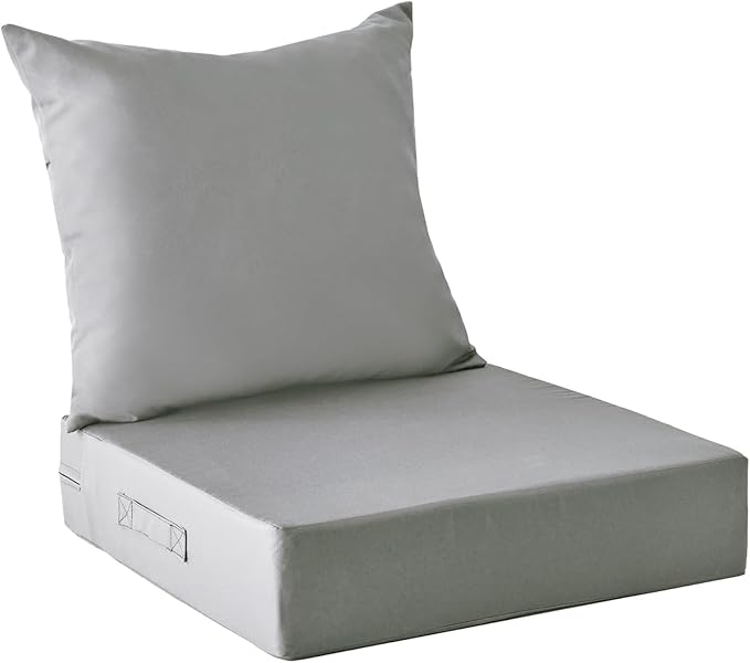 IPYNBAP Outdoor Cushions for Patio Furniture,Outdoor Seat Cushion Set 24 x 24 x 5.75 Inch,Waterproof & Fade Resistant Outdoor Chair Cushions,Deep Patio Chair Cushion with Removable Cover,Grey