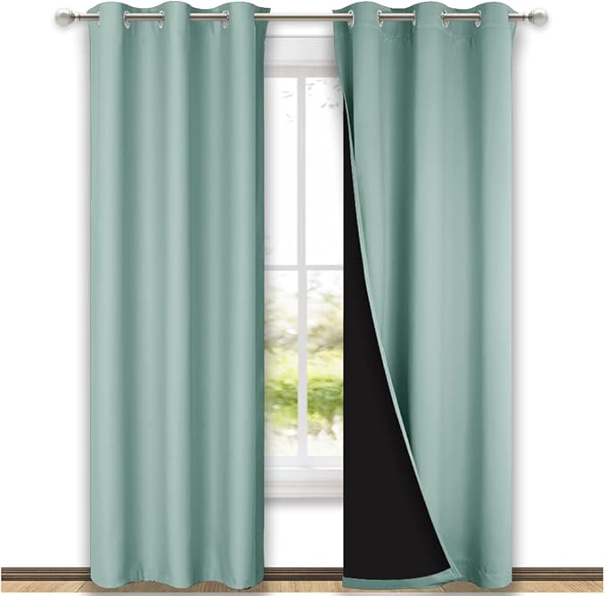NICETOWN Aqua Blue Blackout Curtains 84 inches Long, Full Light Blocking Drapes