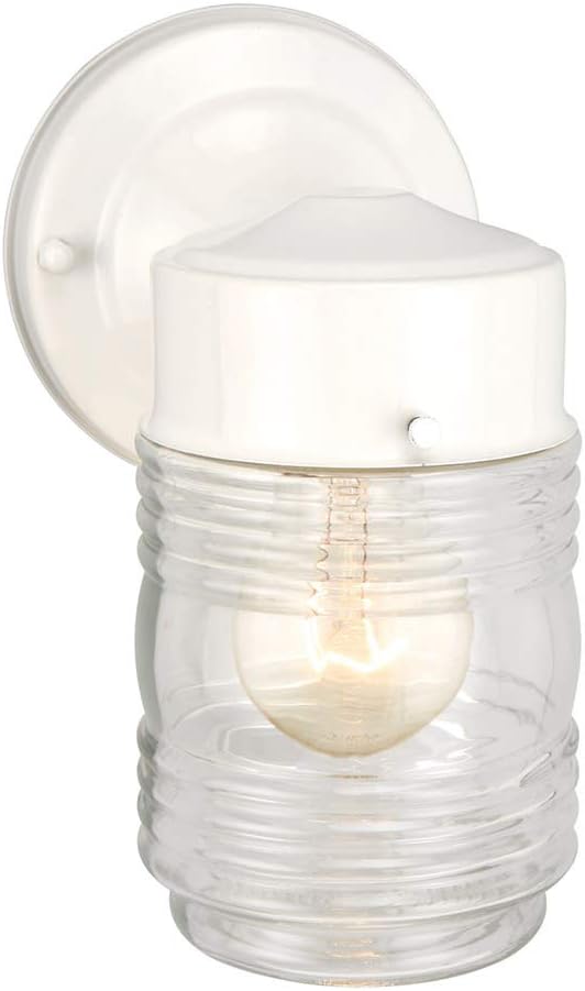 Design House Jelly Jar 1-Light Outdoor Wall Lantern, Wet Rated Exterior Porch