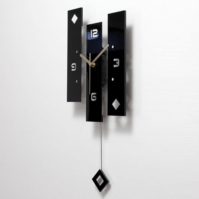 SHISEDECO Creative Mute Modern Large Pendulum Clock in Black and White Color