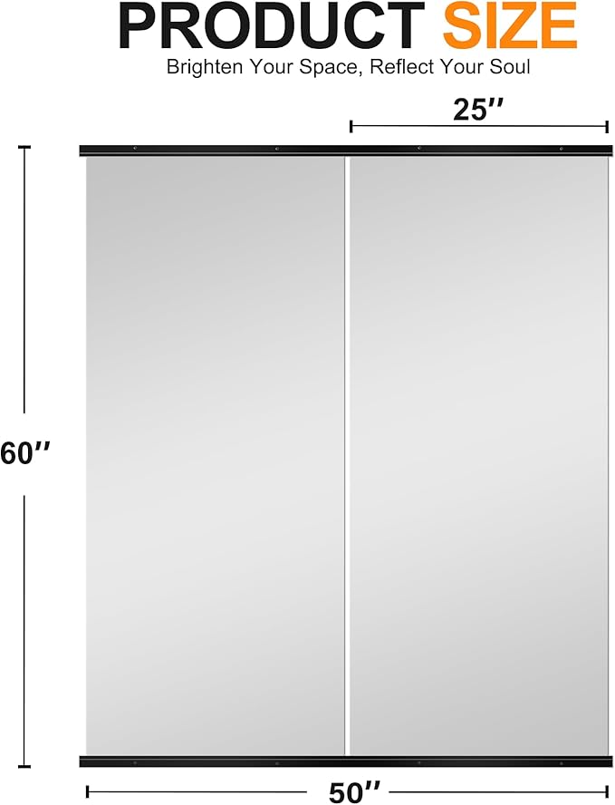 Delma Large Full Body Mirror for Yoga, Frameless Wall-Mounted Glass Panel 2PCS