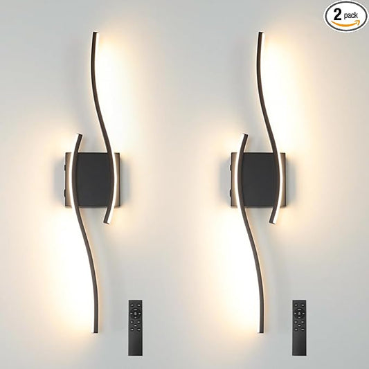 Daunton Modern Battery Operated Wall Sconce Set of 2, 3CCT Adjustable, Timer&