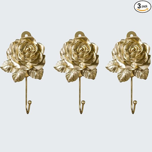 Gold Decorative Wall Hooks for Hanging, Cute Resin Flower Bow Coat Hooks