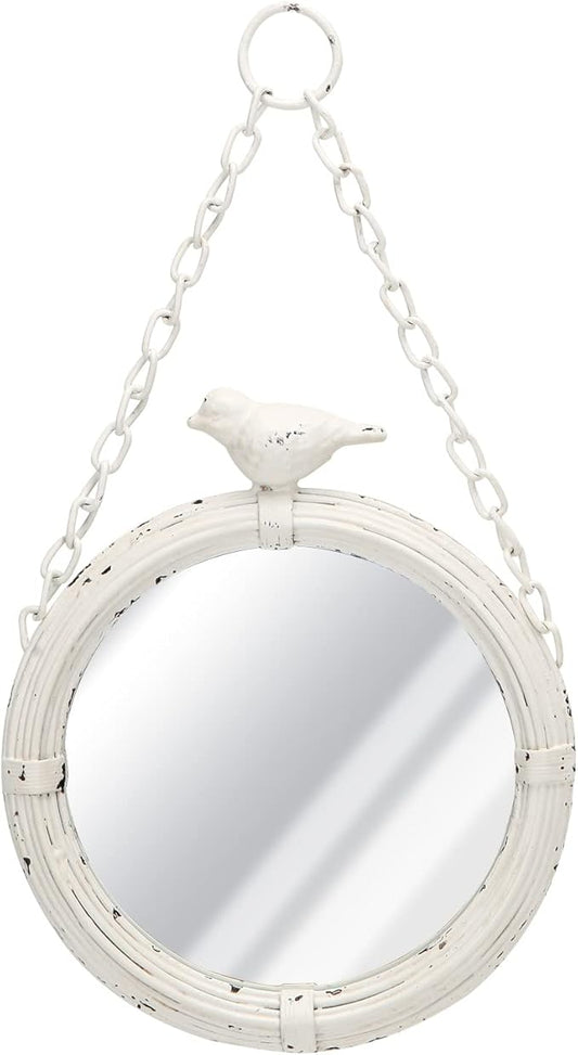 NIKKY HOME 6.7 Inch Decorative Small Hanging Mirrors Vintage Rustic Round Metal