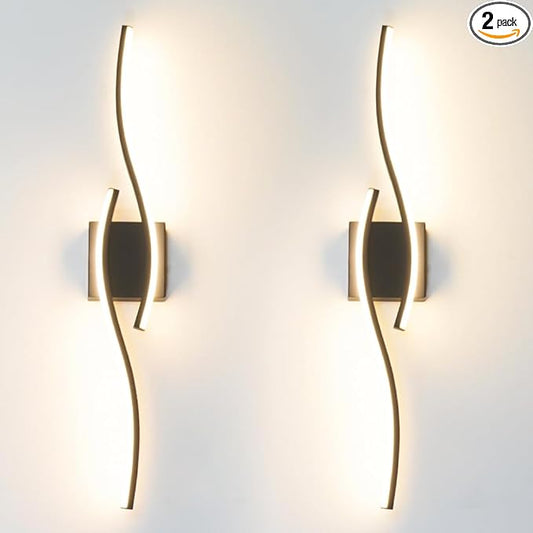 Daunton Modern Hardwired Wall Sconce Set of 2, LED Black Wall Light