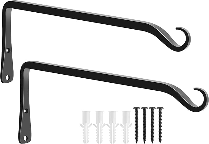 FEED GARDEN 2 Pack 12 Inch Hanging Plant Bracket Wall Hooks Decorative Plant