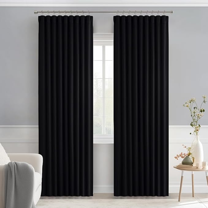 MIULEE Back Tab Blackout Curtains 90 Inch Long 2 Panels Set
