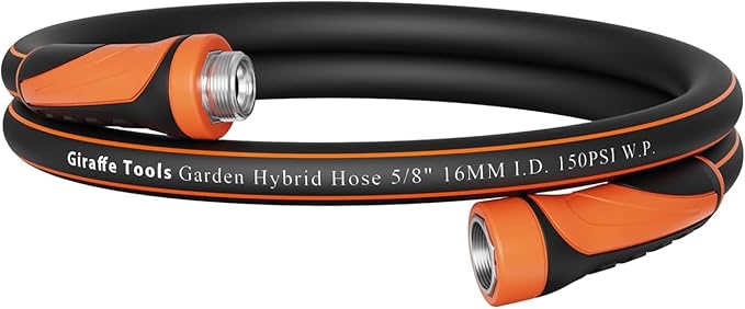 Giraffe Tools Garden Hose 5/8", Water Hose Heavy Duty, Flexible, Lightweight Hybrid Hose with Swivel Handle, 5ft Male to Female Fittings, Burst 600 PSI, Short Leader Hose
