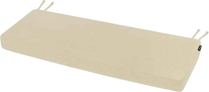 Favoyard Outdoor Bench Cushion 42 x 16 Inch Rainproof Patio Furniture Cushions 3-Year Color Fastness Garden Settee Porch Pads with Ties, Beige