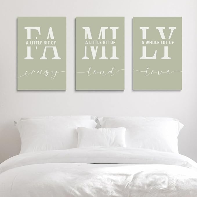 GUBIYU Farmhouse Family Wall Art Set of 3, Home Love Framed Canvas Prints