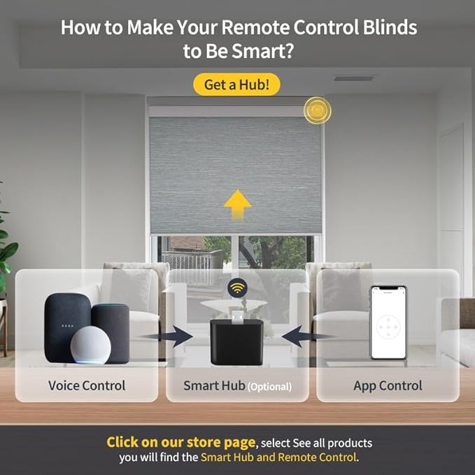 Motorized Blinds with Valance Cover Upgraded Smart Grasscloth Fabric Electric