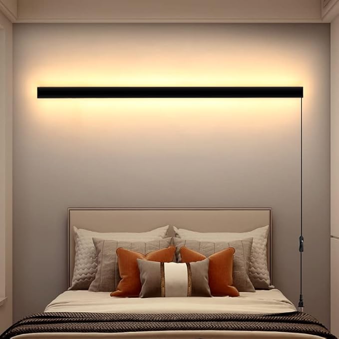 KELUOLY Modern Plug in Long Wall Sconce, 20W Warm White 3000K Acrylic Indoor