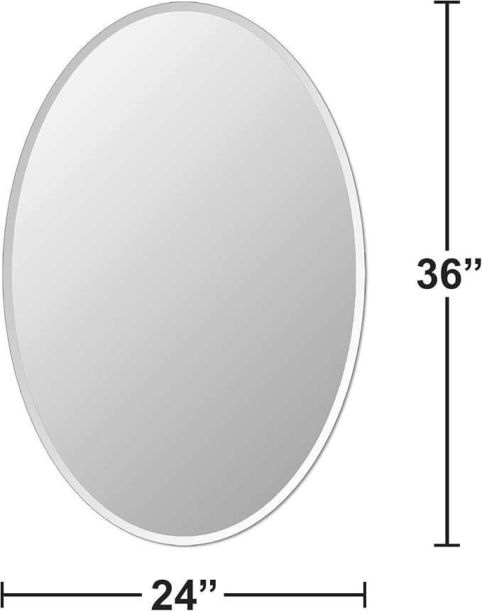 Frameless Oval Mirror, Bathroom Mirror