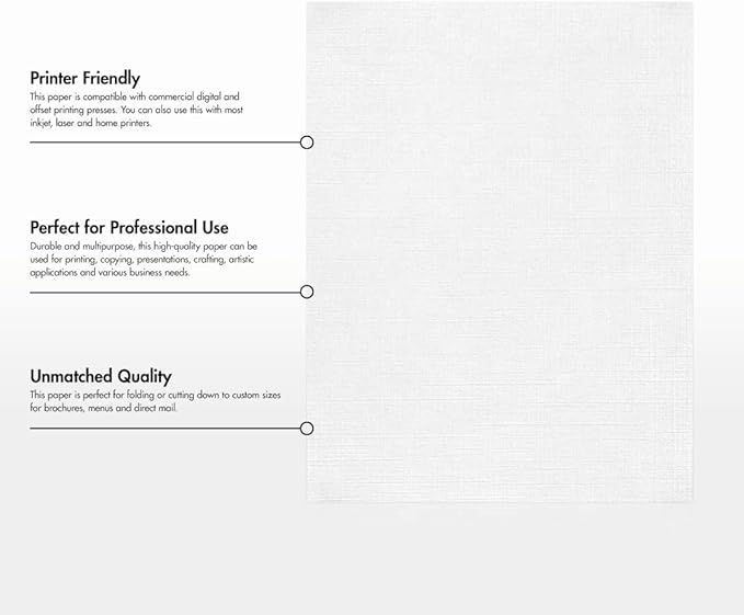 LUXPaper 8.5" x 11" Paper | Letter Size | White Linen | 24lb. (60lb. Text) | 250 Qty