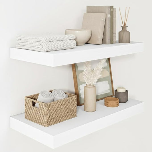 Vivelove White Floating Shelves Over Toilet, 24/36/48/55 Inch X 12 Deep Shelves