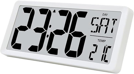 TXL 14.2" Large Digital Day Wall Clock, Custom 8 Languages Calendar, Count