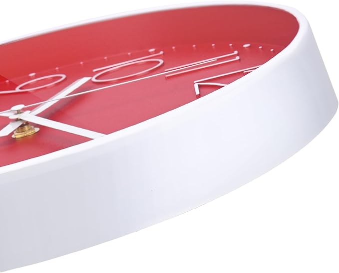 Red Wall Clock 12 Inch Silent Non-Ticking Modern Quartz Wall Clocks Battery