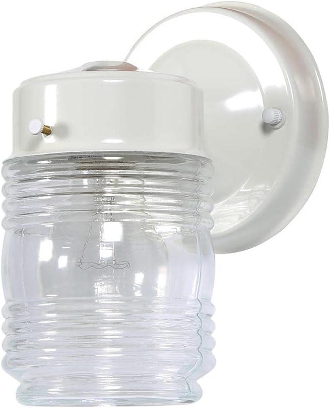 Design House Jelly Jar 1-Light Outdoor Wall Lantern, Wet Rated Exterior Porch
