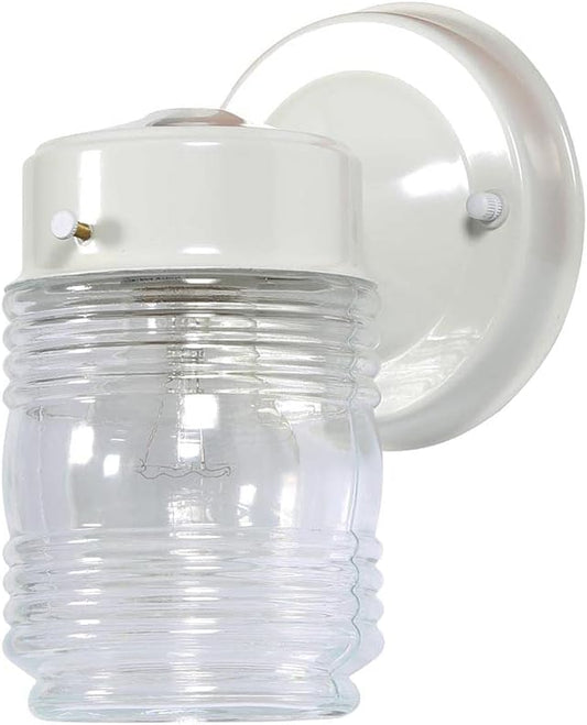 Design House Jelly Jar 1-Light Outdoor Wall Lantern, Wet Rated Exterior Porch