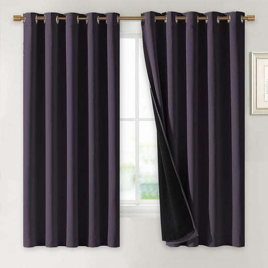 NICETOWN 100% Blackout Lined Curtains, 1 Pair, 2 Thick Layers Completely