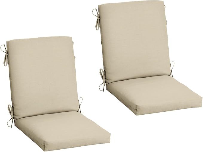 Arden 2-Pack Outdoor Patio Dining Chair Cushion, 20x44, Rain-Proof Seat Pad, Fade-Resistant Outdoor Cushion Tan Leala